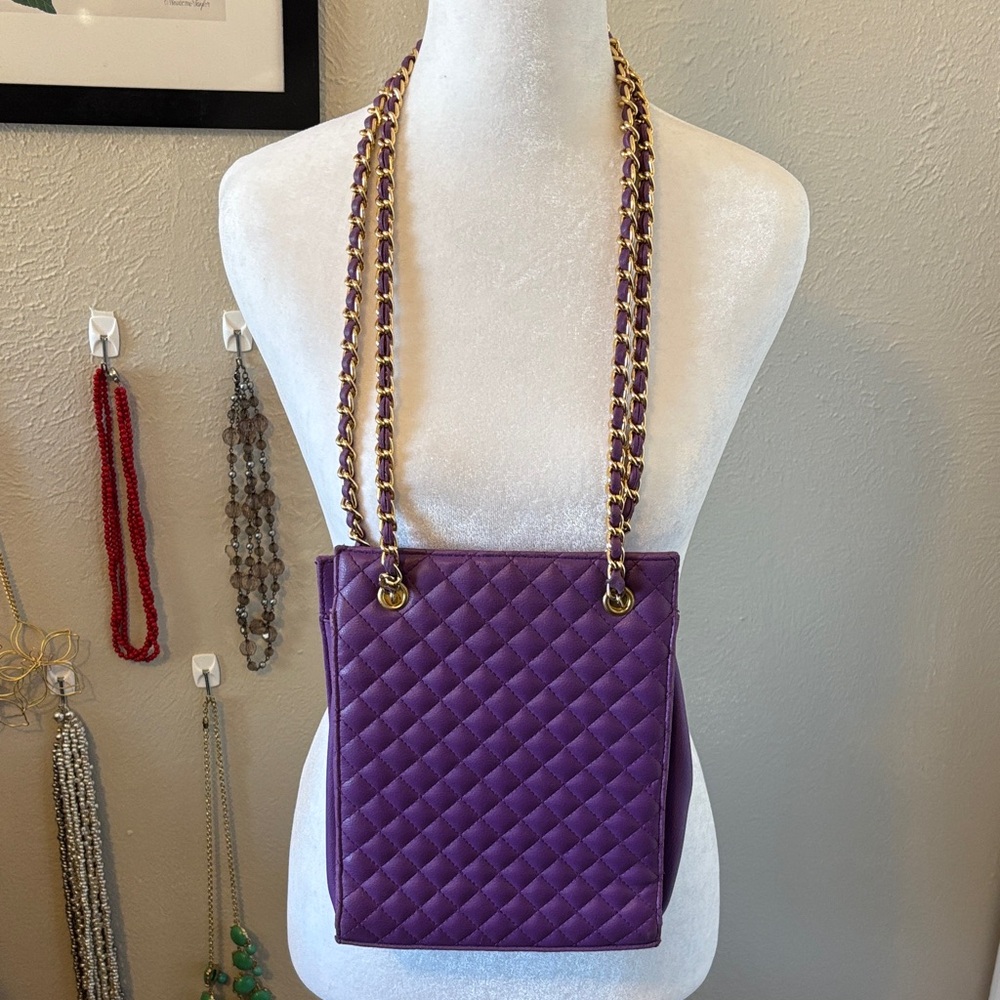 Purple Quilted Leather Shoulder Bag Lord & Taylor